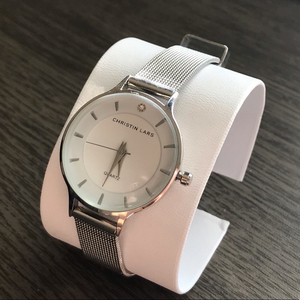 Christin Lars slimline stainless steel mesh strap watch - Picture 1 of 6